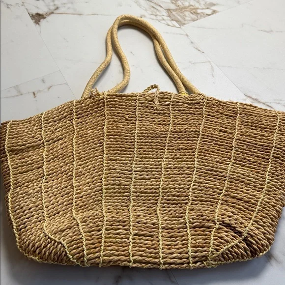 ROXY Straw Tote Bag Beachy Resortwear Retro Surf Travel - Picture 6 of 9